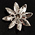 Carrot Red Swarovski Crystal Bridal Corsage Brooch (Silver Tone) - view 7