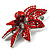 Carrot Red Swarovski Crystal Bridal Corsage Brooch (Silver Tone) - view 5