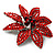 Carrot Red Swarovski Crystal Bridal Corsage Brooch (Silver Tone) - view 3