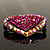 Bronze Tone Dazzling Diamante Heart Brooch (Magenta) - view 6