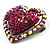 Bronze Tone Dazzling Diamante Heart Brooch (Magenta) - view 4