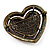 Bronze Tone Dazzling Diamante Heart Brooch (Magenta) - view 5