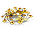 Fancy Butterfly And Flower Brooch (Lemon Yellow & Silver Tone) - view 8
