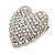 Clear Diamante Heart Brooch (Silver Tone) - 35mm Wide - view 2