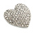 Clear Diamante Heart Brooch (Silver Tone) - 35mm Wide - view 3