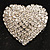 Clear Diamante Heart Brooch (Silver Tone) - 35mm Wide - view 6