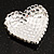 Clear Diamante Heart Brooch (Silver Tone) - 35mm Wide - view 11