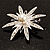 Bridal Crystal Simulated Pearl Star Brooch (Silver Tone) - view 6