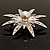 Bridal Crystal Simulated Pearl Star Brooch (Silver Tone) - view 2