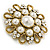 Vintage Wedding Imitation Pearl Crystal Brooch (Burn Gold Tone) - view 5