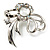 Silver Plated Delicate Diamante Floral Brooch - view 3