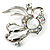 Silver Plated Delicate Diamante Floral Brooch - view 4