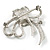 Silver Plated Delicate Diamante Floral Brooch - view 5