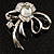 Silver Plated Delicate Diamante Floral Brooch - view 6