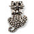 Diamante Cat With Bow Brooch (Silver Tone) - view 2