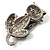 Diamante Cat With Bow Brooch (Silver Tone) - view 6