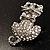 Diamante Cat With Bow Brooch (Silver Tone) - view 7