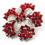 Hot Red Crystal Flower Brooch (Silver Tone) - view 2