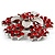 Hot Red Crystal Flower Brooch (Silver Tone) - view 4