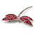 Classic Pink Crystal Dragonfly Brooch in Silver Tone - 65mm - view 3