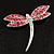 Classic Pink Crystal Dragonfly Brooch in Silver Tone - 65mm - view 2