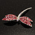 Classic Pink Crystal Dragonfly Brooch in Silver Tone - 65mm - view 7