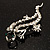 Silver Tone Crystal Lizard With Geen Eyes Brooch - view 2