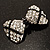 Gun Metal Diamante Bow Brooch (Black & Clear) - view 2