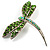 Classic Grass Green Swarovski Crystal Dragonfly Brooch (Silver Tone) - view 3
