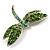 Classic Grass Green Swarovski Crystal Dragonfly Brooch (Silver Tone) - view 5