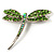 Classic Grass Green Swarovski Crystal Dragonfly Brooch (Silver Tone) - view 9