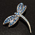 Classic Light Blue Swarovski Crystal Dragonfly Brooch (Silver Tone) - view 2