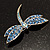 Classic Light Blue Swarovski Crystal Dragonfly Brooch (Silver Tone) - view 4