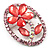 Daisy In The Oval Frame Pink Crystal Brooch (Silver Tone) - view 3