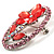 Daisy In The Oval Frame Pink Crystal Brooch (Silver Tone) - view 4