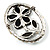 Daisy In The Oval Frame Jet-Black Crystal Brooch (Silver Tone) - view 3