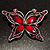 Magenta Diamante Butterfly Brooch (Silver Tone) - view 2