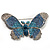 Gigantic Pave Swarovski Crystal Butterfly Brooch (Clear&Blue) - view 7