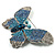 Gigantic Pave Swarovski Crystal Butterfly Brooch (Clear&Blue) - view 3