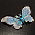 Gigantic Pave Swarovski Crystal Butterfly Brooch (Clear&Blue) - view 2