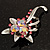 Pink Crystal Floral Brooch (Silver Tone) - view 6