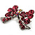 Small Pink Diamante Bow Brooch (Silver Tone) - view 5