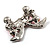 Small Pink Diamante Bow Brooch (Silver Tone) - view 7