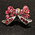 Small Pink Diamante Bow Brooch (Silver Tone) - view 2