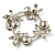 Small Butterfly Crystal Wreath Brooch (Silver & Olive) - view 3