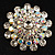 Dazzling Dom Shape Crystal Corsage Brooch (Silver, Clear & Iridescent) - 4cm Diameter