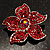 Small Hot Red Diamante Flower Brooch (Silver Tone) - view 2