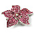 Small Pink Diamante Flower Brooch (Silver Tone) - view 4