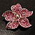 Small Pink Diamante Flower Brooch (Silver Tone) - view 2
