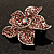 Small Lavender Pink Diamante Flower Brooch (Silver Tone) - view 7